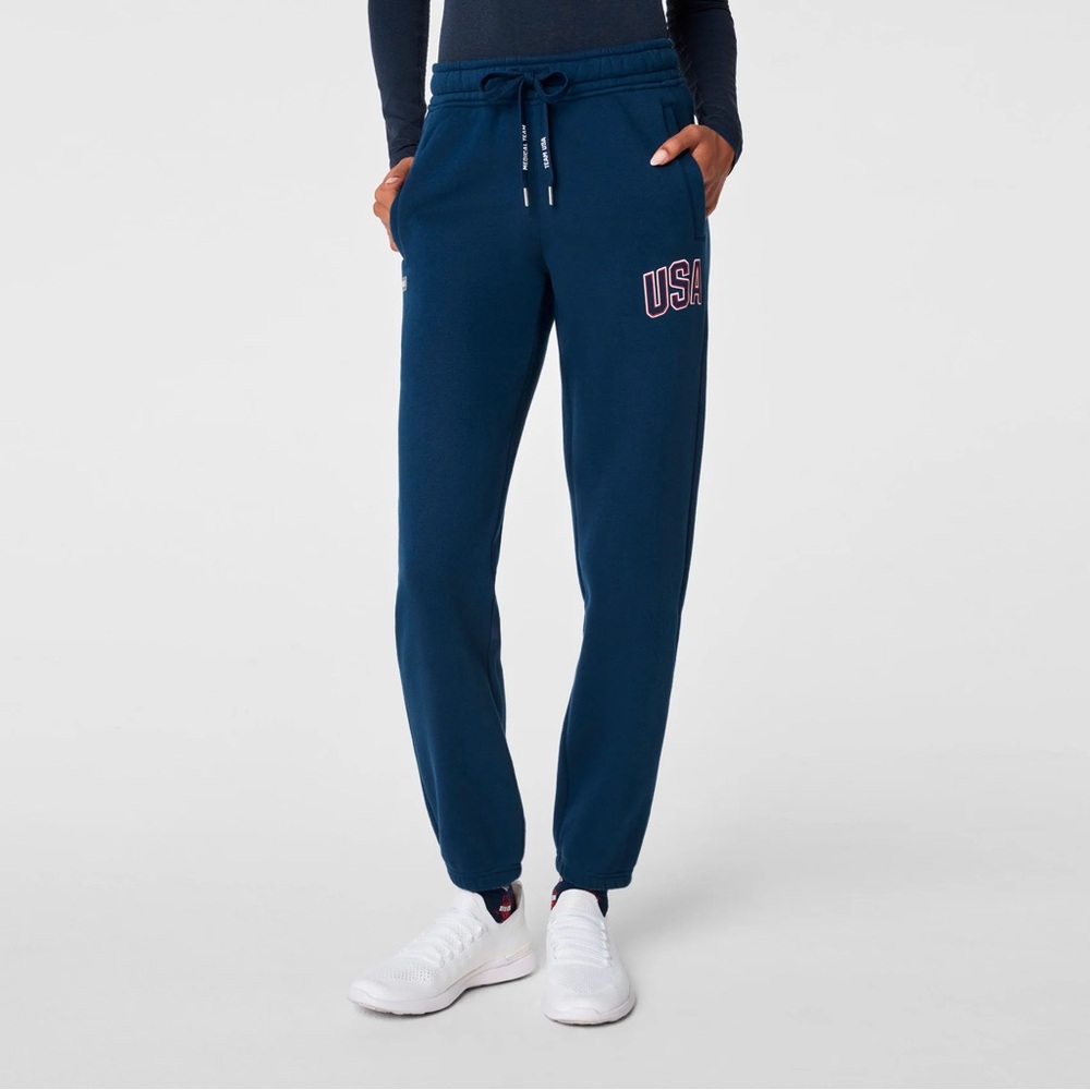 BRAND NEW Figs XS Team USA Off-Shift Relaxed Jogger Sweatpants (Team USA Blue)